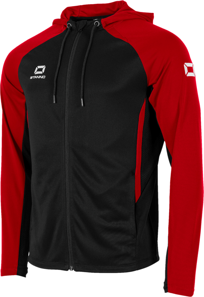 Stanno black red hooded full zip top