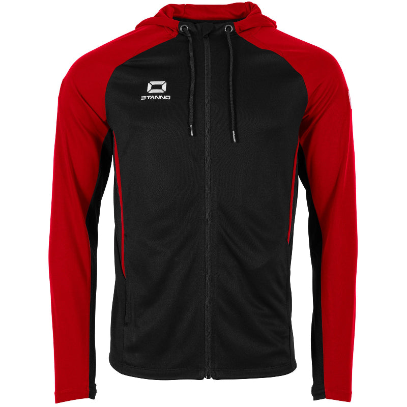 Stanno black red hooded full zip top