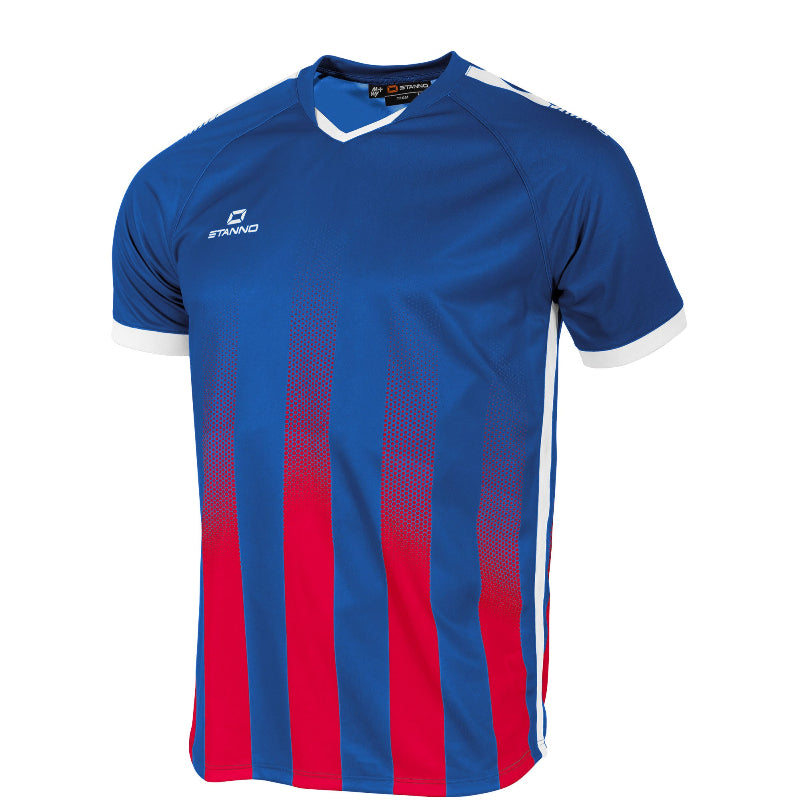 Blue red striped football shirt