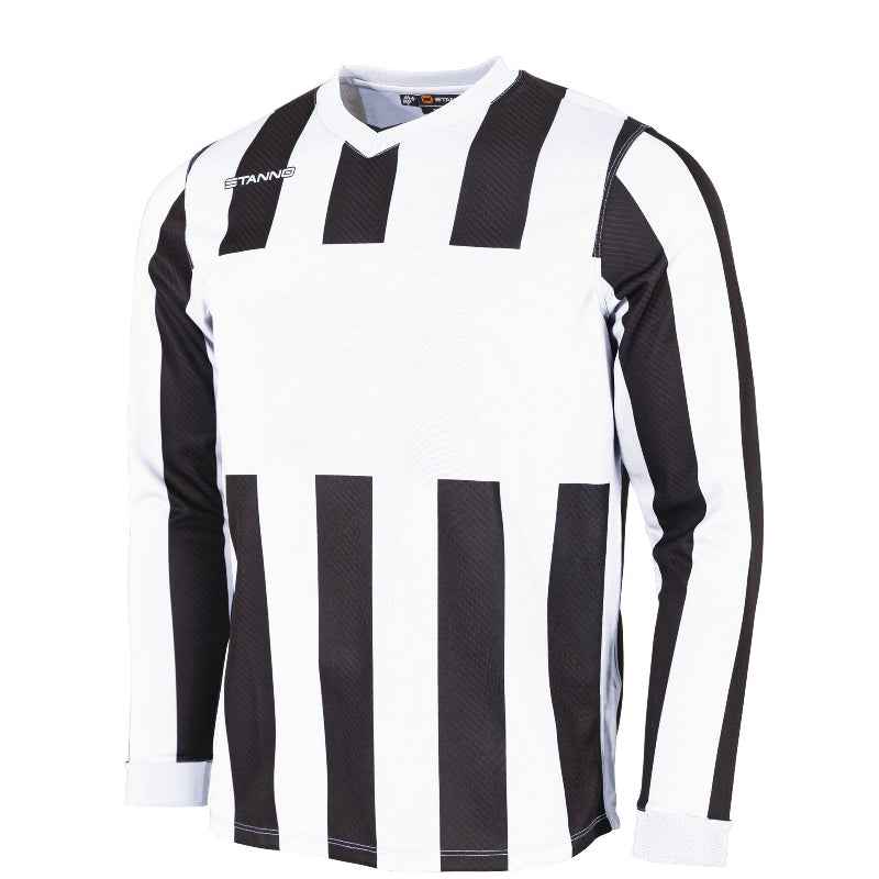 Blue and black long sleeve striped shirt