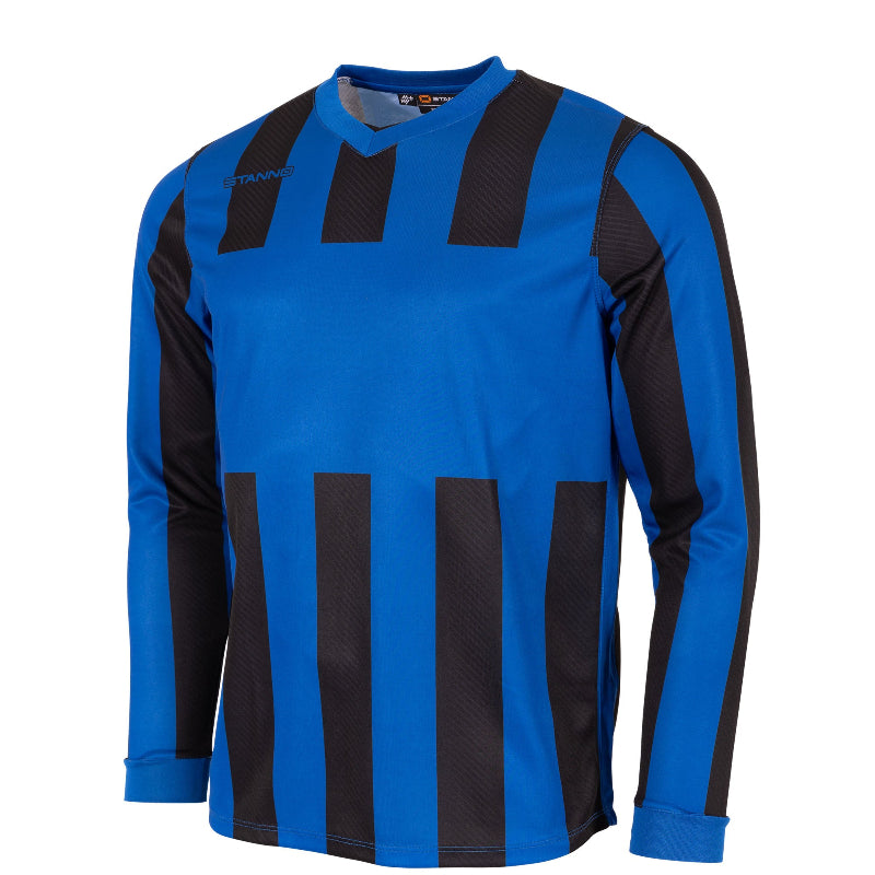 Blue and black long sleeve striped shirt